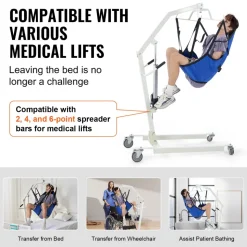 VEVOR Patient Lift U-Sling with Head Support- Medium Size, Divided Leg Transfer Sling for Bathing, Patient Lift Medical Sling for Elderly, Disabled, Bedridden, 600LBS