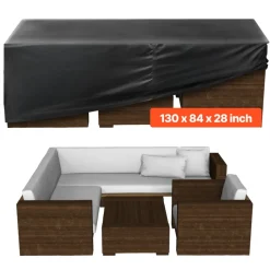 VEVOR Patio Furniture Cover, 420D Heavy Duty Waterproof Outdoor Dining Table and Chairs Cover, Large Squre Patio Table Covers with Air Vent for All Weather, 94L x 94W x 28H inch, Black