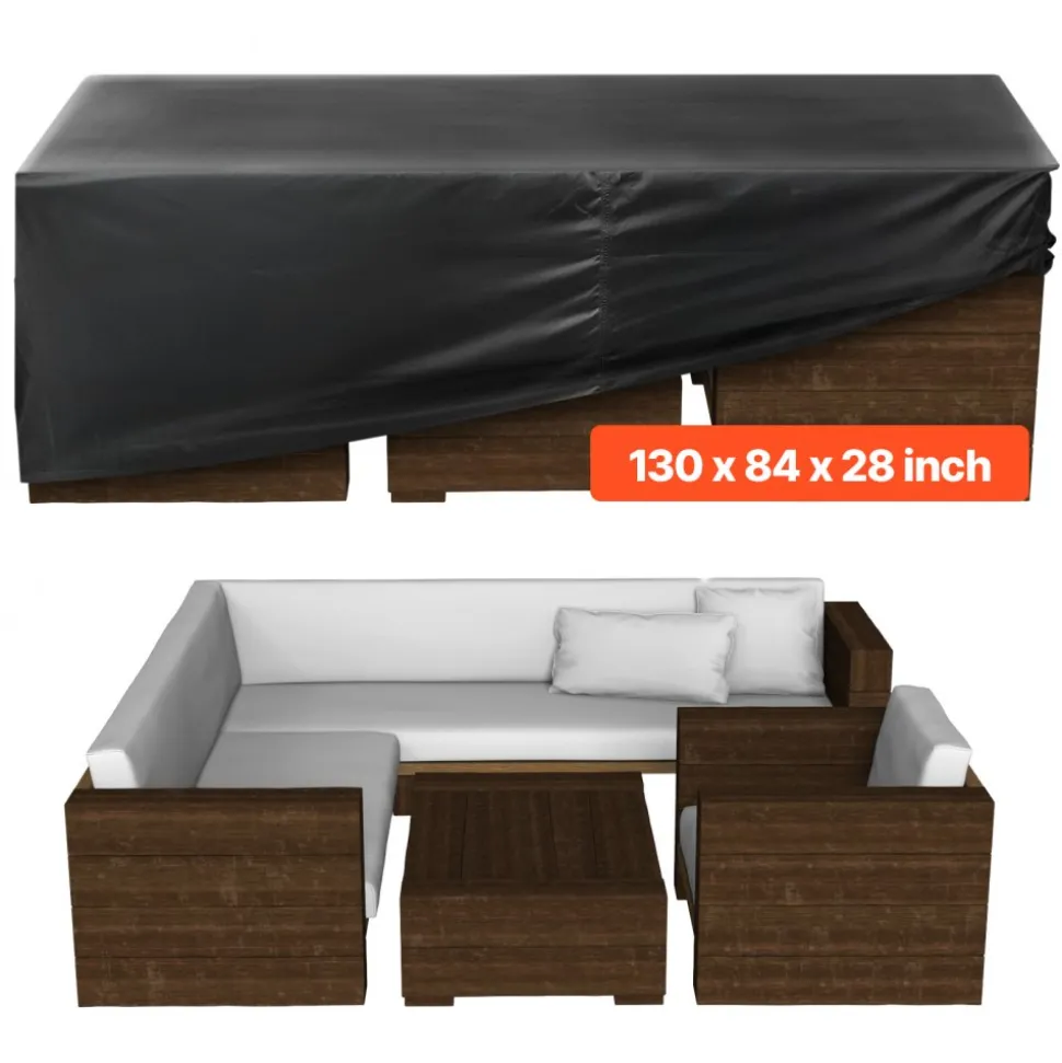 VEVOR Patio Furniture Cover, 420D Heavy Duty Waterproof Outdoor Dining Table and Chairs Cover, Large Squre Patio Table Covers with Air Vent for All Weather, 94L x 94W x 28H inch, Black