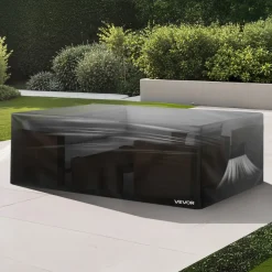 VEVOR Patio Furniture Cover, 420D Heavy Duty Waterproof Outdoor Dining Table and Chairs Cover, Large Squre Patio Table Covers with Air Vent for All Weather, 94L x 94W x 28H inch, Black