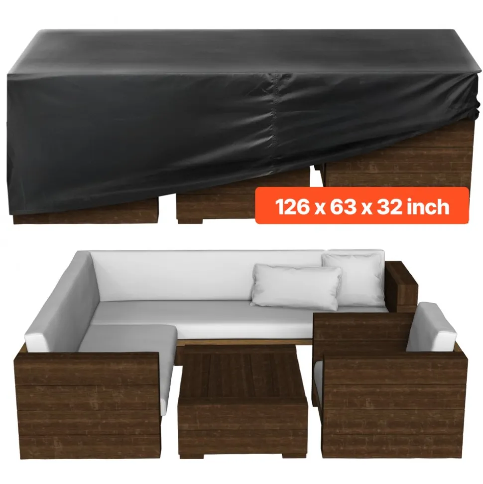 VEVOR Patio Furniture Cover, 420D Heavy Duty Waterproof Outdoor Dining Table and Chairs Cover, Large Rectangular Patio Table Covers with Air Vent for All Weather, 98L x 78W x 32H inch, Black
