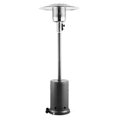 VEVOR Patio Heater for Outdoor Use, 50000BTU Propane Heater Tall Hammered With Round Table Design, Metal Burner and Wheels, Outdoor Patio Flame Heater for Patio, Party, Backyard, Garden, Silver Gray