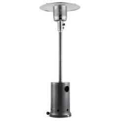VEVOR Patio Heater for Outdoor Use, 50000BTU Propane Heater Tall Hammered With Round Table Design, Metal Burner and Wheels, Outdoor Patio Flame Heater for Patio, Party, Backyard, Garden, Silver Gray