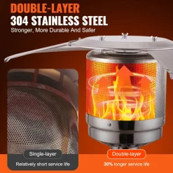 VEVOR Patio Heater for Outdoor Use, 50000BTU Propane Heater Tall Hammered With Round Table Design, Metal Burner and Wheels, Outdoor Patio Flame Heater for Patio, Party, Backyard, Garden, Silver Gray