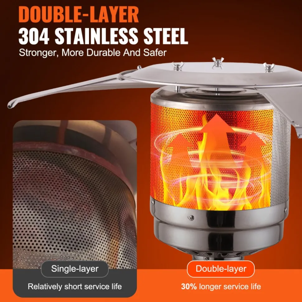 VEVOR Patio Heater for Outdoor Use, 50000BTU Propane Heater Tall Hammered With Round Table Design, Metal Burner and Wheels, Fixed Outdoor Patio Flame Heater for Patio, Party, Backyard, Garden, Silver
