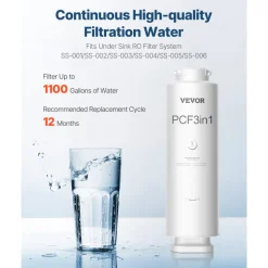 VEVOR PCF Replace Filter, 6-layer PCF Composite Water Filter Replacement, PCF Composite Filter, Reduces Chlorine & Odor, Compatible with Under Sink Water Filter System SS-001, SS-003 & SS-005