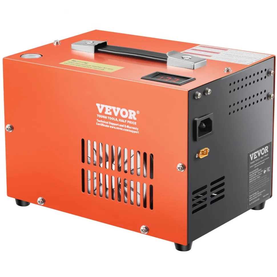 VEVOR PCP Air Compressor, 4500PSI/30Mpa Portable PCP Airgun Compressor with Built-in Converter & Fan Cooling System, DC12V/AC120V Manual-Stop Air Rifle, Paintball and Scuba Tank Compressor Pump