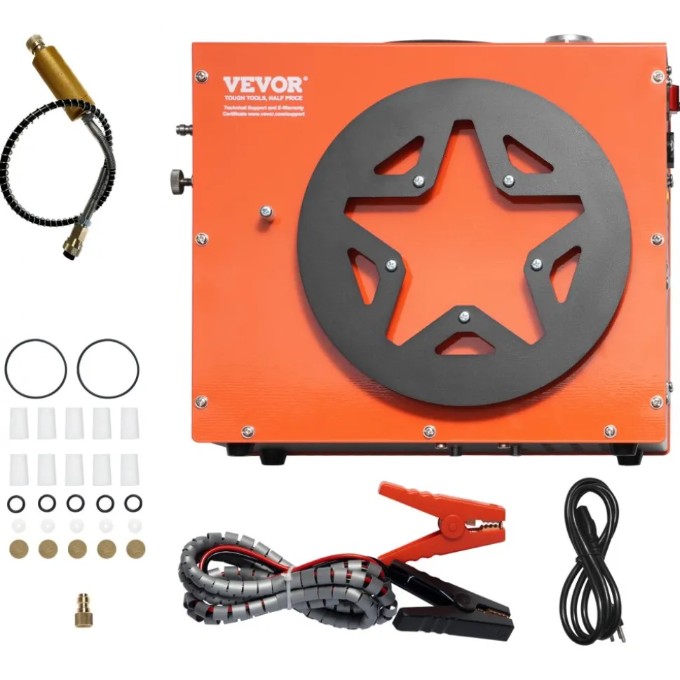 VEVOR PCP Air Compressor, 4500PSI/30Mpa Portable PCP Airgun Compressor - Built-in Water and Fan Cooling System, Auto-Stop | DC12V/AC120V Paintball Tank Compressor for Air Rifle, Scuba Diving Bottle