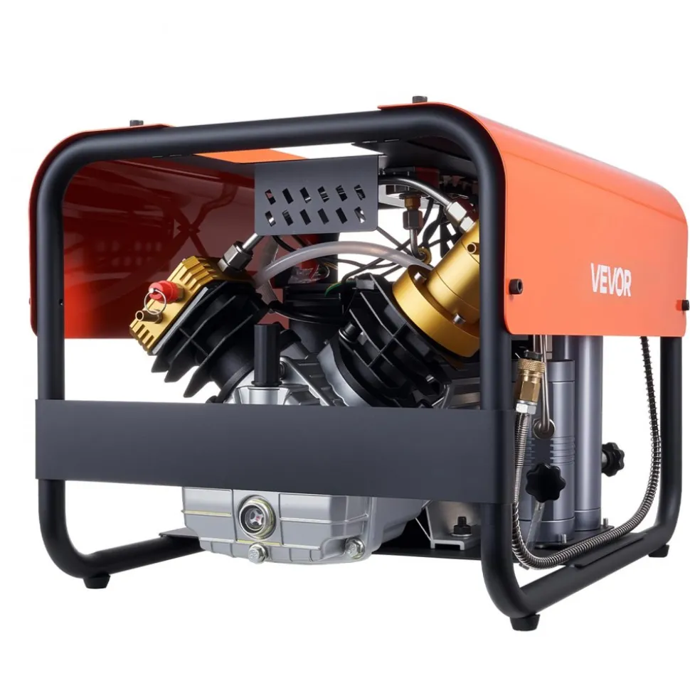 VEVOR PCP Air Compressor, 4500PSI/30Mpa Diving Scuba Tank Air Compressor, Double-Cylinder Auto Stop PCP Diving Compressor with External Water & Fan Cooling System for Scuba Tanks, Paintball, Air Rifle