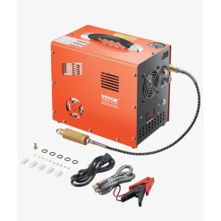 VEVOR PCP Air Compressor, 4500PSI/30Mpa PCP Airgun Compressor with Built-in Converter & Fan Cooling System, Auto Stop DC12V/AC120V Portable Paintball Tank Compressor for Air Rifle, Scuba Diving Bottle