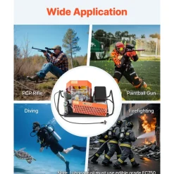 VEVOR PCP Air Compressor, 4500PSI/30Mpa Diving Scuba Tank Air Compressor, 60 L/min Four-Cylinder Auto Stop PCP Rifle Compressor Pump with Fan Cooling System for Scuba Tanks, Paintball, Firefighting
