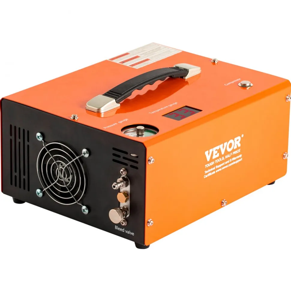 VEVOR PCP Air Compressor, 4500PSI Portable PCP Airgun Compressor with Built-in Converter, Auto-Stop | DC12V/AC120V | Oil & Water-Free Paintball Tank Compressor Pump for Air Rifle, Scuba Diving Bottle