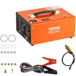 VEVOR PCP Air Compressor, 4500PSI Portable PCP Airgun Compressor with Built-in Converter, Auto-Stop | DC12V/AC120V | Oil & Water-Free Paintball Tank Compressor Pump for Air Rifle, Scuba Diving Bottle
