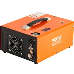 VEVOR PCP Air Compressor, 4500PSI Portable PCP Airgun Compressor with Built-in Converter, Auto-Stop | DC12V/AC120V | Oil & Water-Free Paintball Tank Compressor Pump for Air Rifle, Scuba Diving Bottle