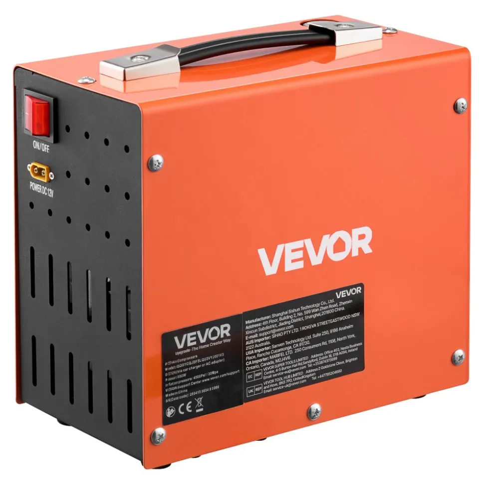 VEVOR PCP Air Compressor 4500PSI PCP Airgun Compressor & External Converter, Manual Stop 350W DC12V/AC120V Portable Paintball Tank Compressors for Air Rifle, Scuba Diving Bottle