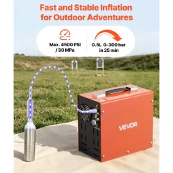 VEVOR PCP Air Compressor 4500PSI PCP Airgun Compressor & External Converter, Manual Stop 350W DC12V/AC120V Portable Paintball Tank Compressors for Air Rifle, Scuba Diving Bottle