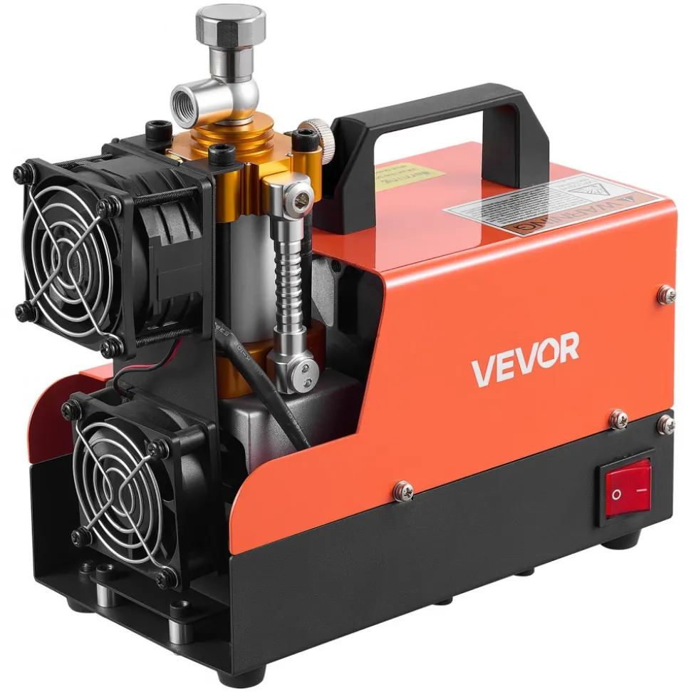 VEVOR PCP Air Compressor 4500PSI PCP Airgun Compressor & External Converter, Manual Stop 250W DC12V/AC120V Portable Paintball Tank Compressors for Air Rifle, Scuba Diving Bottle