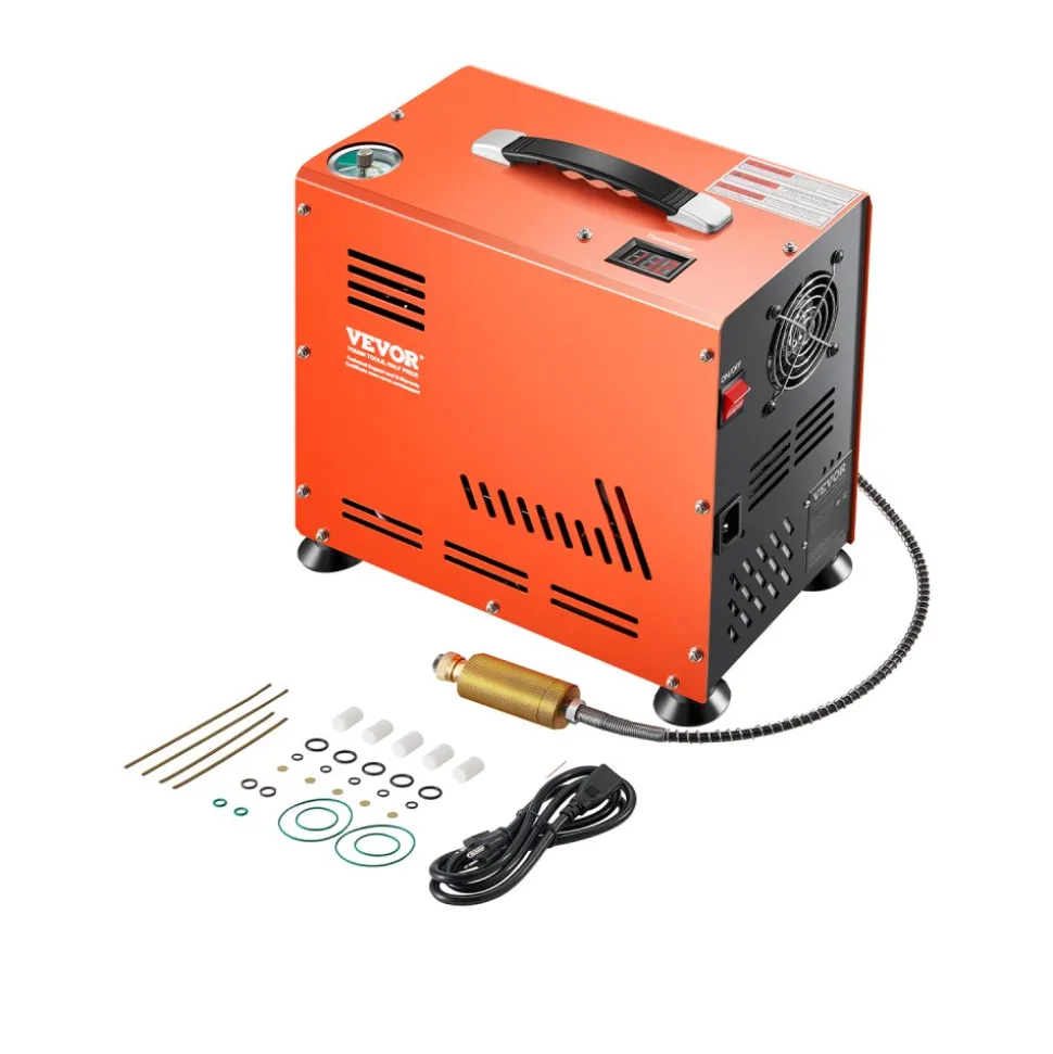 VEVOR PCP Air Compressor, 800W Dual-Cylinder PCP Airgun Compressor 4500PSI/30Mpa with Built-in Fan Cooling System, Auto-Stop | Oil Free Paintball Tank Compressor for Air Rifle, Scuba Diving Bottle