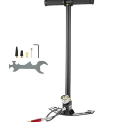 VEVOR PCP Hand Pump, 3 Stage, 30Mpa 4500 PSI High Pressure PCP Air Rifile Filling Stirrup Pump with Oil-Moisture Filter Pressure Gauge, Stainless Steel for Airguns Scuba Tank Paintball Filling Tire