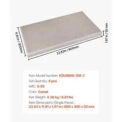 VEVOR 4 PCS Acoustic Panels, 2 inch Thick 23.6 x 11.8 inch Fiberglass Sound Absorbing Panels, Self-adhesive Soundproof Wall Boards, for Studios, Office, Home Theater,Meeting Room, Camel