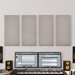 VEVOR 4 PCS Acoustic Panels, 2 inch Thick 23.6 x 11.8 inch Fiberglass Sound Absorbing Panels, Self-adhesive Soundproof Wall Boards, for Studios, Office, Home Theater,Meeting Room, Camel