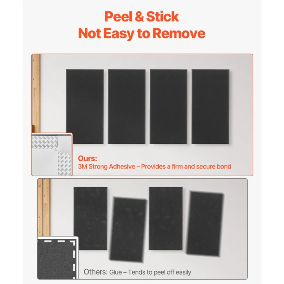 VEVOR 4 PCS Acoustic Panels, 2 inch Thick 23.6 x 11.8 inch Fiberglass Sound Absorbing Panels, Self-adhesive Soundproof Wall Boards, for Studios, Office, Home Theater,Meeting Room, Gray