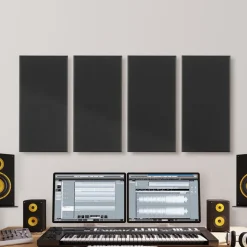 VEVOR 4 PCS Acoustic Panels, 2 inch Thick 23.6 x 11.8 inch Fiberglass Sound Absorbing Panels, Self-adhesive Soundproof Wall Boards, for Studios, Office, Home Theater,Meeting Room, Gray