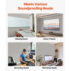 VEVOR 5PCS Acoustic Panels with Self Adhesive, 47.2 x 23.6 inch Sound Proof Foam Panels, Polyester Fiber Soundproof Wall Panels High Density, for Home, Studio, Office, Theater, Camel
