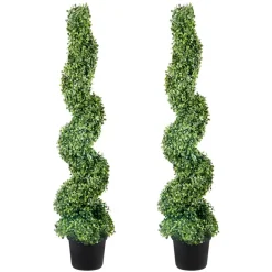 VEVOR 2 pcs. Artificial Boxwood Tower Topiary Spiral Artificial Plant 122cm high Decorative Plant Green Plastic PE Iron Topiary Plants incl. 10 pcs. Replacement Leaves