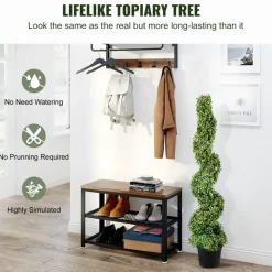 VEVOR 2 pcs. Artificial Boxwood Tower Topiary Spiral Artificial Plant 122cm high Decorative Plant Green Plastic PE Iron Topiary Plants incl. 10 pcs. Replacement Leaves