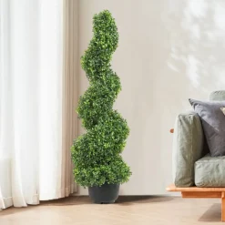 VEVOR 2 pcs. Artificial Boxwood Tower Topiary Spiral Artificial Plant 91cm high Decorative Plant Green Plastic PE Iron Topiary Plants incl. 10 pcs. Replacement Leaves