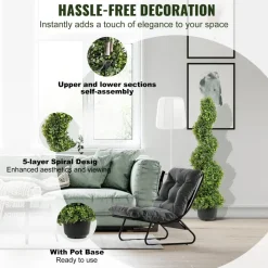 VEVOR 2 pcs. Artificial Boxwood Tower Topiary Spiral Artificial Plant 91cm high Decorative Plant Green Plastic PE Iron Topiary Plants incl. 10 pcs. Replacement Leaves