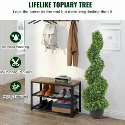 VEVOR 2 pcs. Artificial Boxwood Tower Topiary Spiral Artificial Plant 91cm high Decorative Plant Green Plastic PE Iron Topiary Plants incl. 10 pcs. Replacement Leaves