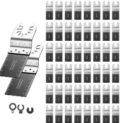 VEVOR 50PCS Bi-Metal Oscillating Saw Blades, Universal Quick Release Oscillating Multi Tool Blades, Multitool Tool Blades for Nails, Soft Metal, Wood, Compatible with Dewalt Milwaukee Bosch Ryobi