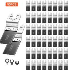 VEVOR 50PCS Bi-Metal Oscillating Saw Blades, Universal Quick Release Oscillating Multi Tool Blades, Multitool Tool Blades for Nails, Soft Metal, Wood, Compatible with Dewalt Milwaukee Bosch Ryobi