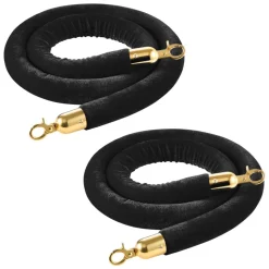 VEVOR 2 Pcs Black Velvet Stanchion Ropes, 5 ft Crowd Control Stanchion Black Velvet Ropes with Gold Hooks, Post Queue Barrier Carpet Rope for Carpet Events Movie Theaters Grand Openings Hotels Party