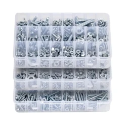 VEVOR 2250 Pcs Bolts and Nuts Assortment Kit, Metric + Imperial Machine Screws and Flat Washers, Alloy Steel M3/M4/M5/M6/M8 Multiple Size, for Equipment/Vehicle Assembly,Galvanized White