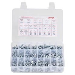 VEVOR 2250 Pcs Bolts and Nuts Assortment Kit, Metric + Imperial Machine Screws and Flat Washers, Alloy Steel M3/M4/M5/M6/M8 Multiple Size, for Equipment/Vehicle Assembly,Galvanized White