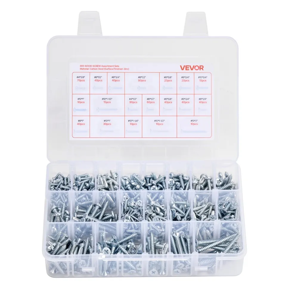VEVOR 246 Pcs Bolts and Nuts Assortment Kit, Imperial Screws and Flat Washers, Stainless Steel 1/4-20,5/16-18,3/8-16, Spring Lock Washers for Furniture / Equipment /Vehicle Assembly with Case