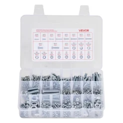 VEVOR 246 Pcs Bolts and Nuts Assortment Kit, Imperial Screws and Flat Washers, Stainless Steel 1/4-20,5/16-18,3/8-16, Spring Lock Washers for Furniture / Equipment /Vehicle Assembly with Case