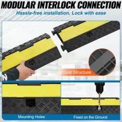 VEVOR 3 PCs Cable Protector Ramp 2 Channel 12000 lbs Load Wire Cable Cover Ramp