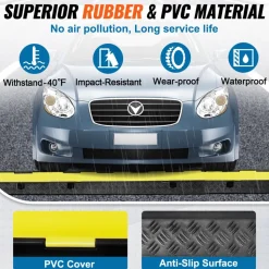VEVOR 3 PCs Cable Protector Ramp 2 Channel 12000 lbs Load Wire Cable Cover Ramp
