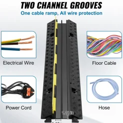 VEVOR 3 PCs Cable Protector Ramp 2 Channel 12000 lbs Load Wire Cable Cover Ramp