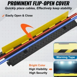 VEVOR 3 PCs Cable Protector Ramp 2 Channel 12000 lbs Load Wire Cable Cover Ramp