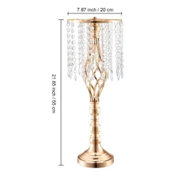 VEVOR 10PCS 55cm/21.65” Tall Crystal Wedding Flower Stand, Metal Wedding Centerpiece Vase, Gold Flower Holders Floral Display Rack for Tables Wedding Dinner Party, Ceremony Birthday Event Decor