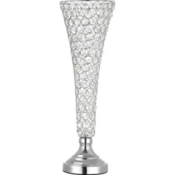 VEVOR 4 PCS Crystal Wedding Flower Vase, 20 in Tall Flower Table Centerpieces, Crystal Cylinder Banquet Vases Easy Installation, Versatile Arrangement Stand for Party Events Room Home Decor, Silver