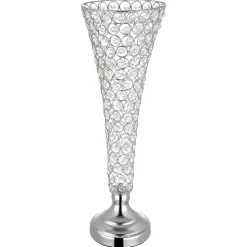 VEVOR 4 PCS Crystal Wedding Flower Vase, 20 in Tall Flower Table Centerpieces, Crystal Cylinder Banquet Vases Easy Installation, Versatile Arrangement Stand for Party Events Room Home Decor, Silver
