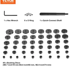 VEVOR 52PCS Custom Bushing Bearing & Seal Driver Set, Transmission Wheel Axle Bearing Race, Seal Driver Installer Remover, 18-65mm & 74mm Metric Discs Bush Removal Puller Bearing Press Tool Kit