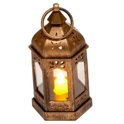 VEVOR 12 Pcs Decorative Candle Lantern, LED Electric Flameless Candle, Plastic LED Holder with Glass, Wall Hanging Indoor Porch Lanterns for Wedding Table Party Farmhouse Indoor Decor, Bronze