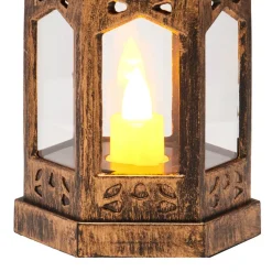 VEVOR 12 Pcs Decorative Candle Lantern, LED Electric Flameless Candle, Plastic LED Holder with Glass, Wall Hanging Indoor Porch Lanterns for Wedding Table Party Farmhouse Indoor Decor, Bronze